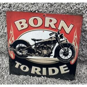 Born To Ride Wall Art Metal Motorcycle Harley Davidson Sign Home Garage Decor